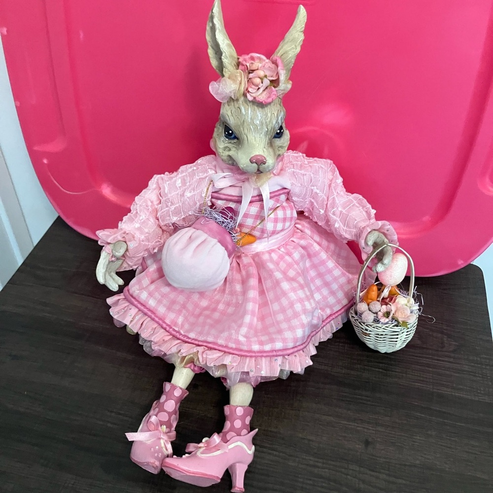 Pink Easter Bunny porcelain doll  Azalea Bunnyworth  Carol Anne Dolls collection